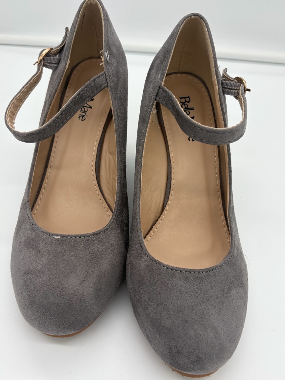 Gray Suede Mary Jane Heels